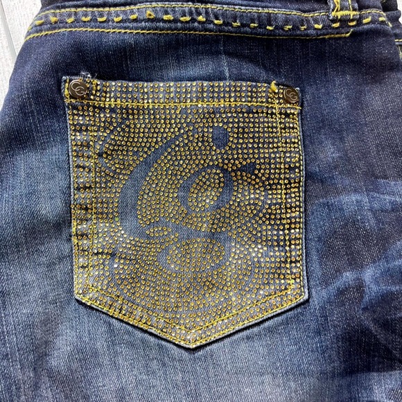 Coogi Premium Jeans Juniors 15/16 Rhinestone Logo Distressed Dark Wash Y2K - Picture 5 of 12
